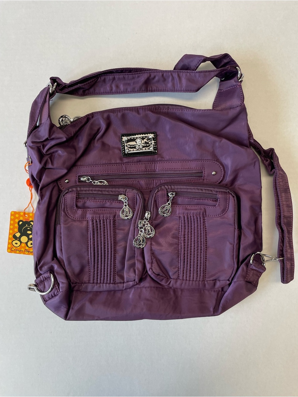NWT 3-Way Purple Bag Shoulder Purse Crossbody Backpack Machine Washable Pockets